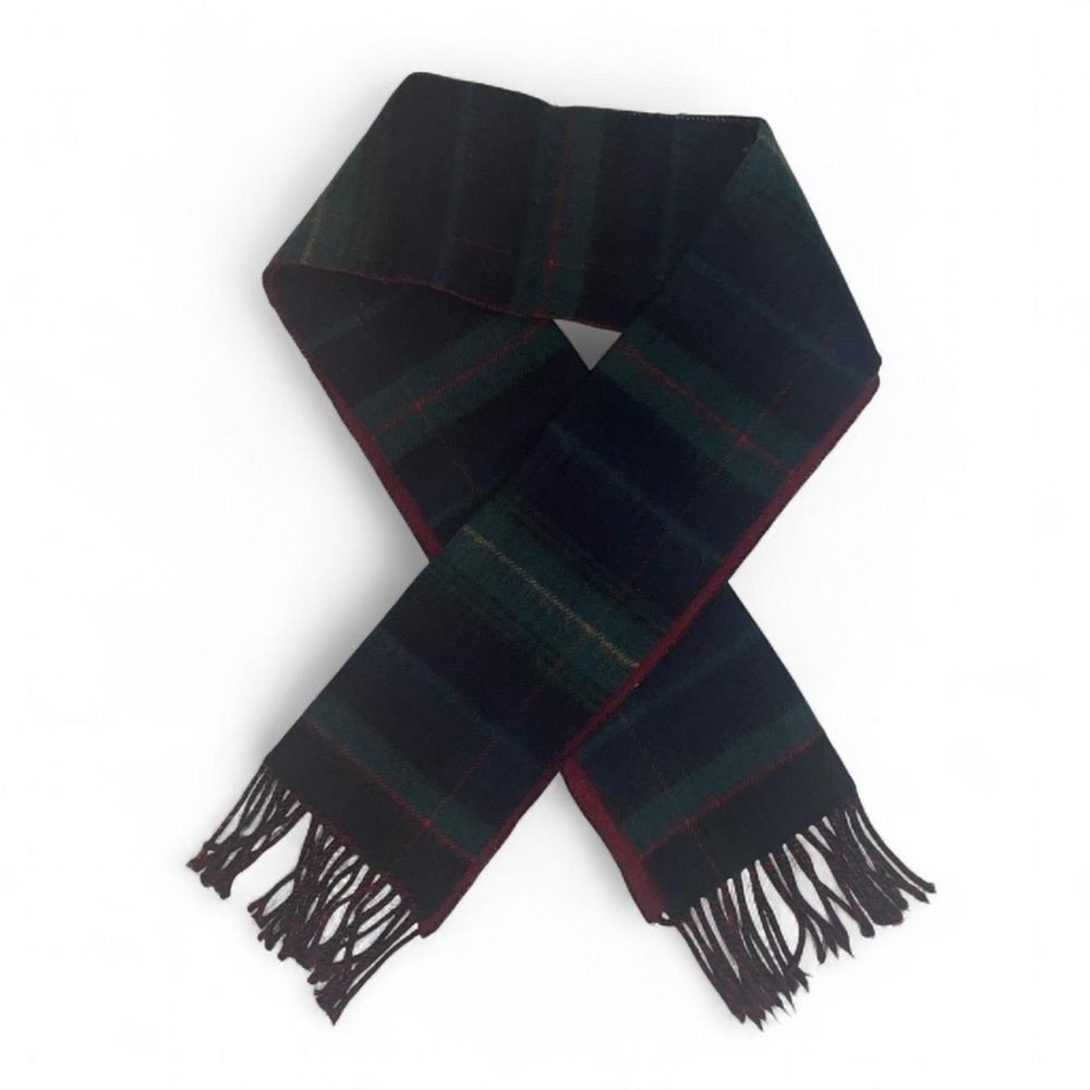 Valentine Burgundy and Green Plaid Reversible Wool Muffler/Scarf